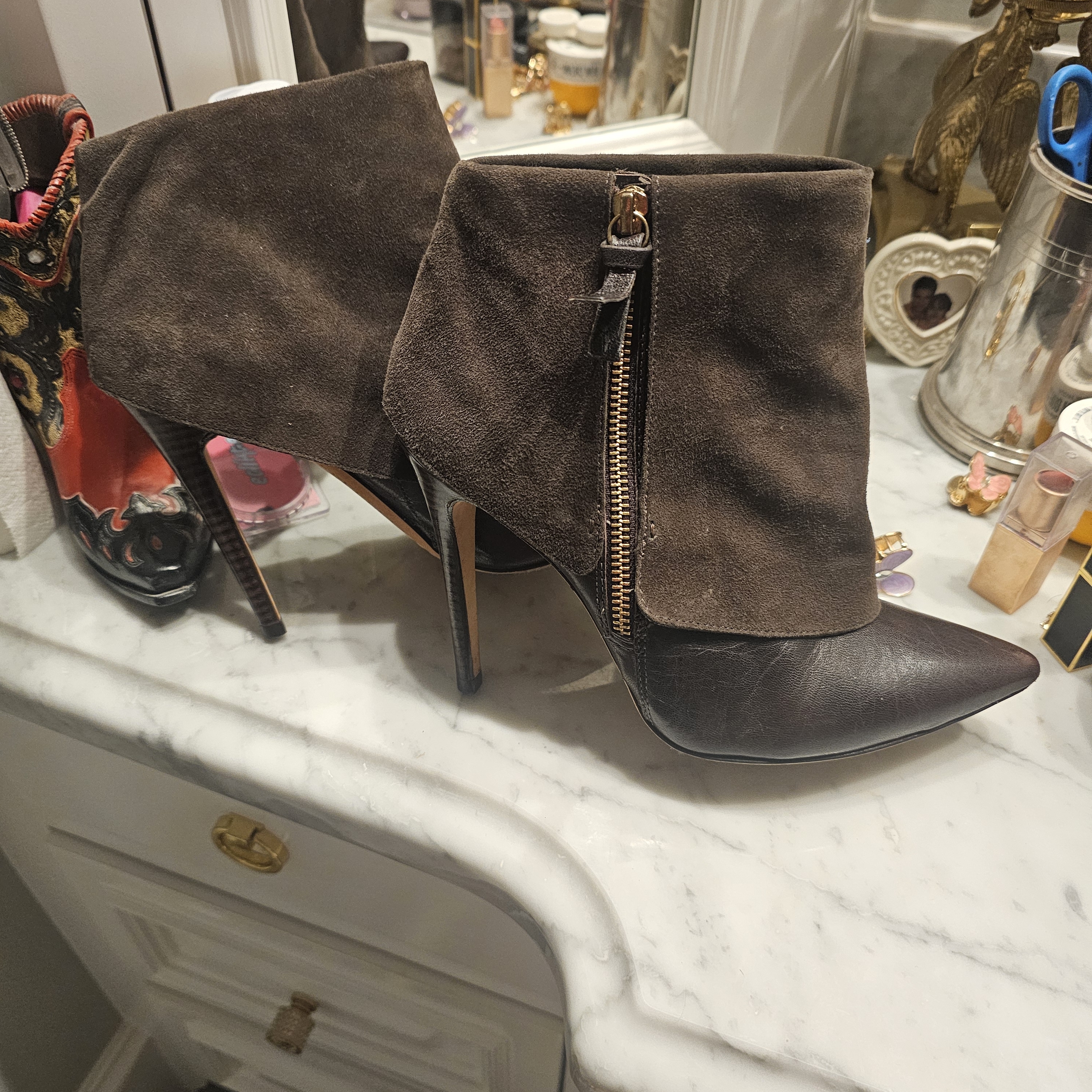 Alice + Olivia Dark Brown Heeled Boots
